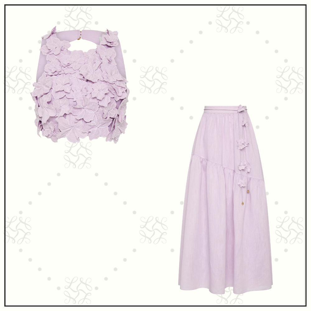 SPLENDOUR FLOWER SHELL TOP & MIDI SKIRT