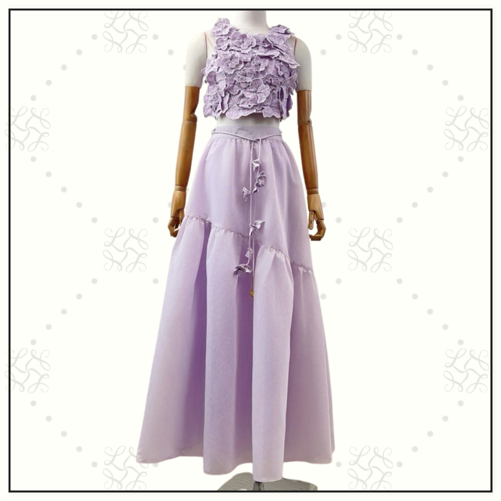 SPLENDOUR FLOWER SHELL TOP & MIDI SKIRT