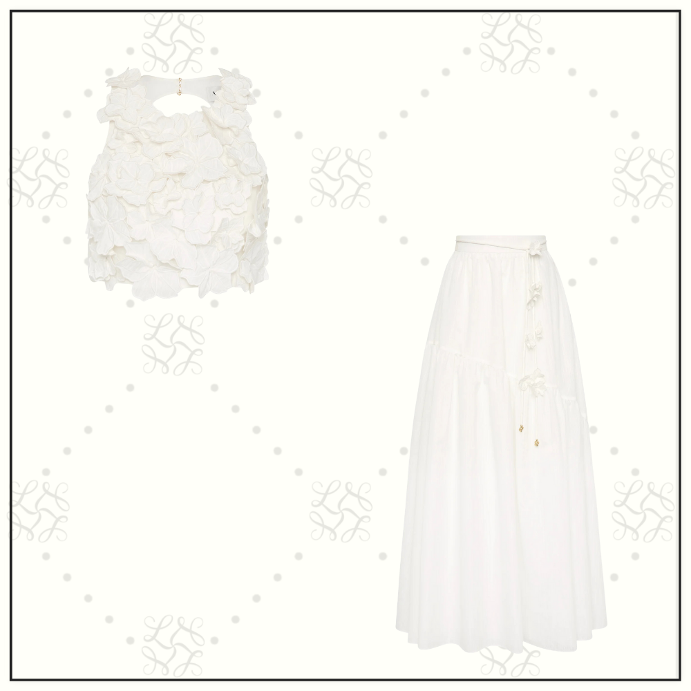 SPLENDOUR FLOWER SHELL TOP & MIDI SKIRT