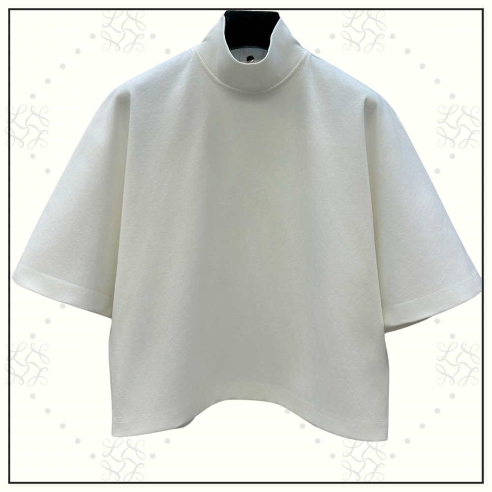 RIBBED COTTON HIGH NECK T-SHIRT