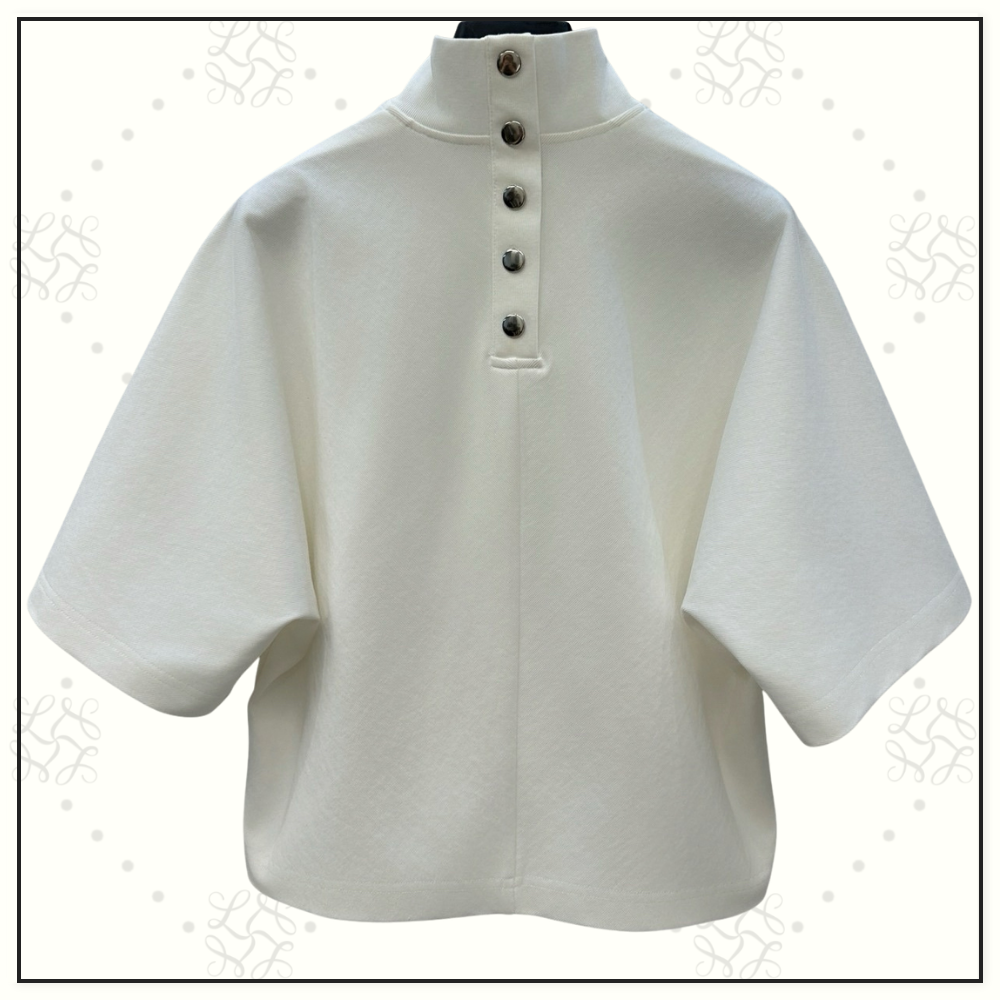 RIBBED COTTON HIGH NECK T-SHIRT