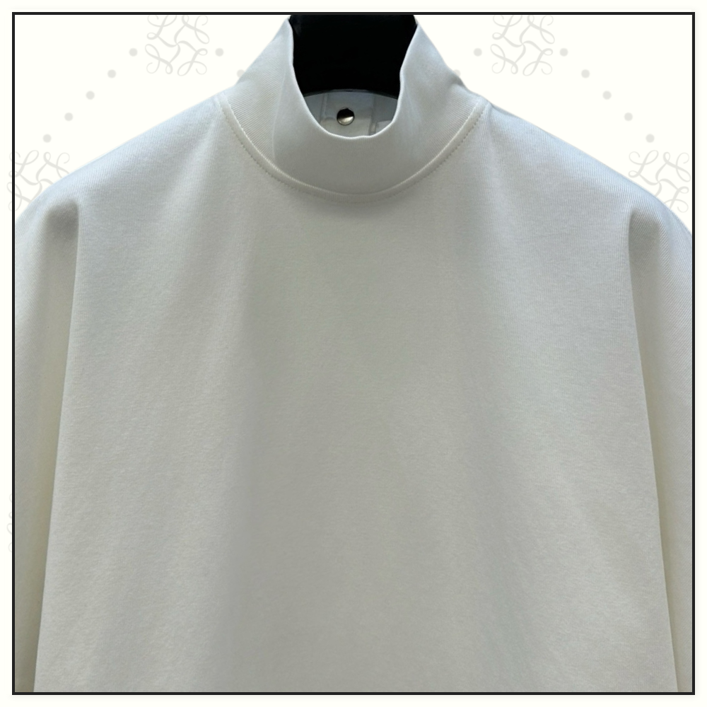 RIBBED COTTON HIGH NECK T-SHIRT