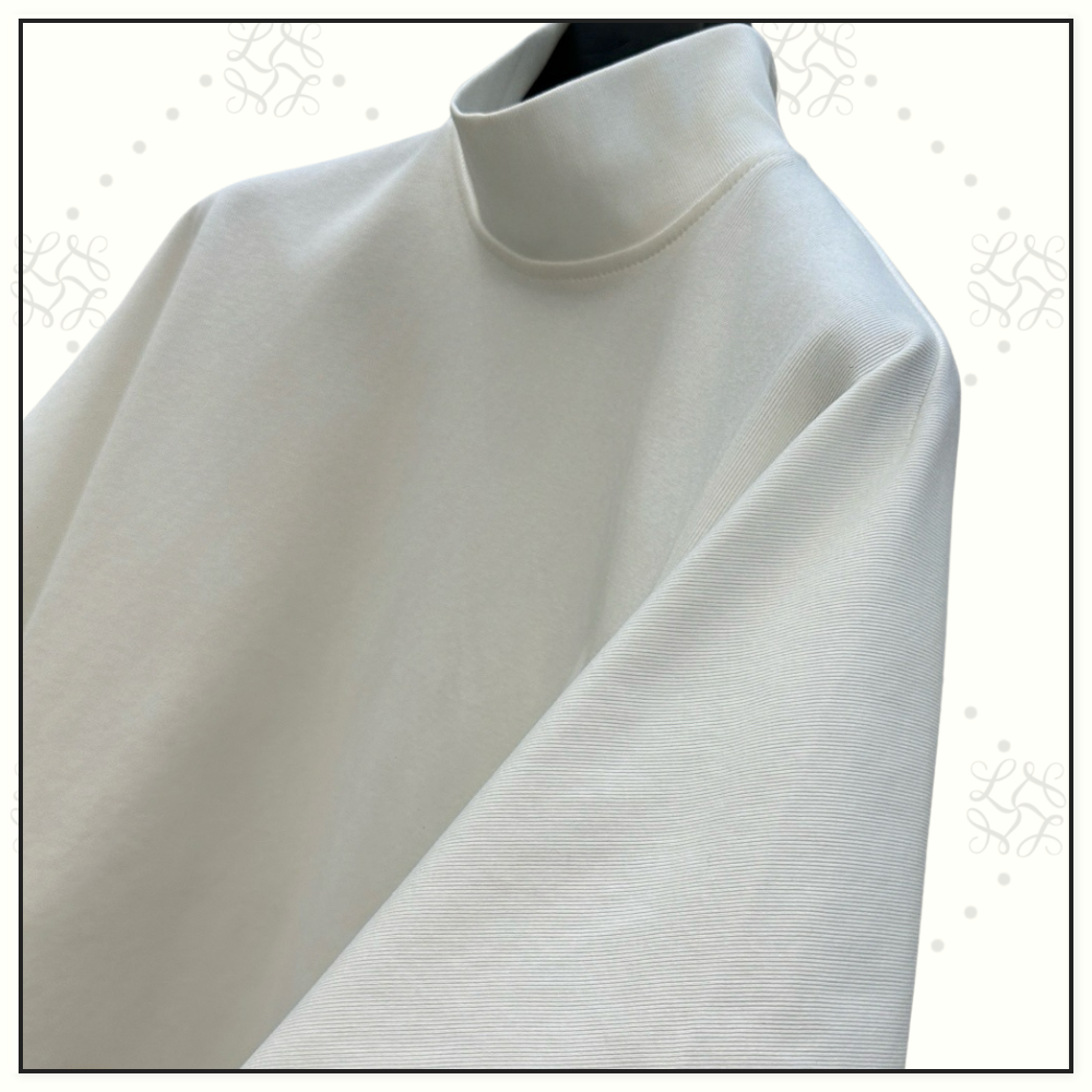 RIBBED COTTON HIGH NECK T-SHIRT