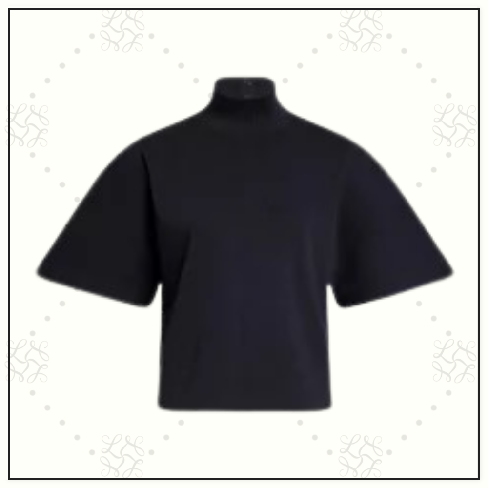 RIBBED COTTON HIGH NECK T-SHIRT