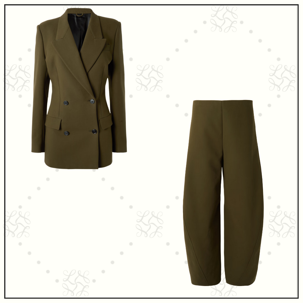 DOUBLE BREASTED COTTON BLAZER & ROUND PANTS