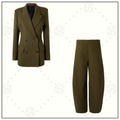 DOUBLE BREASTED COTTON BLAZER & ROUND PANTS