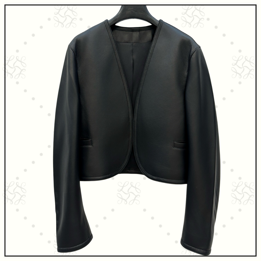 COLLARLESS LAMBSKIN JACKET
