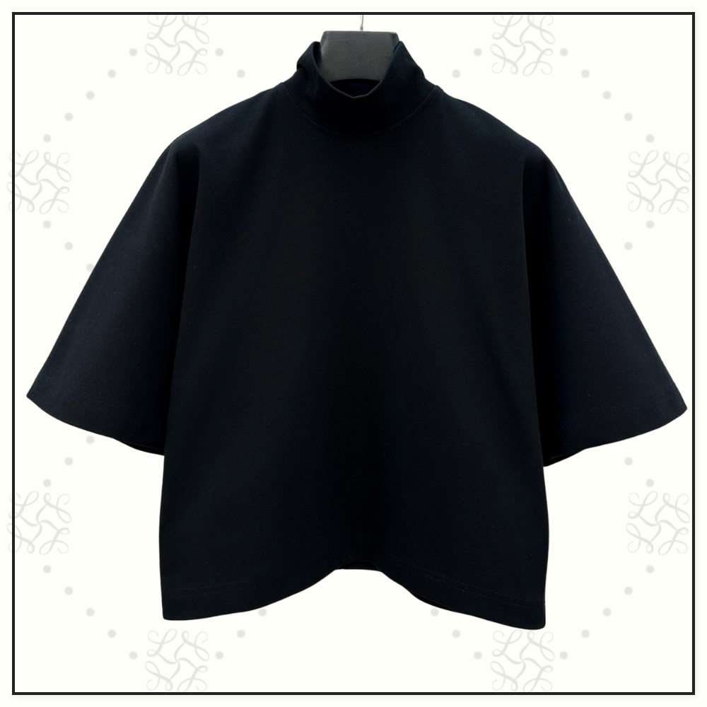 RIBBED COTTON HIGH NECK T-SHIRT