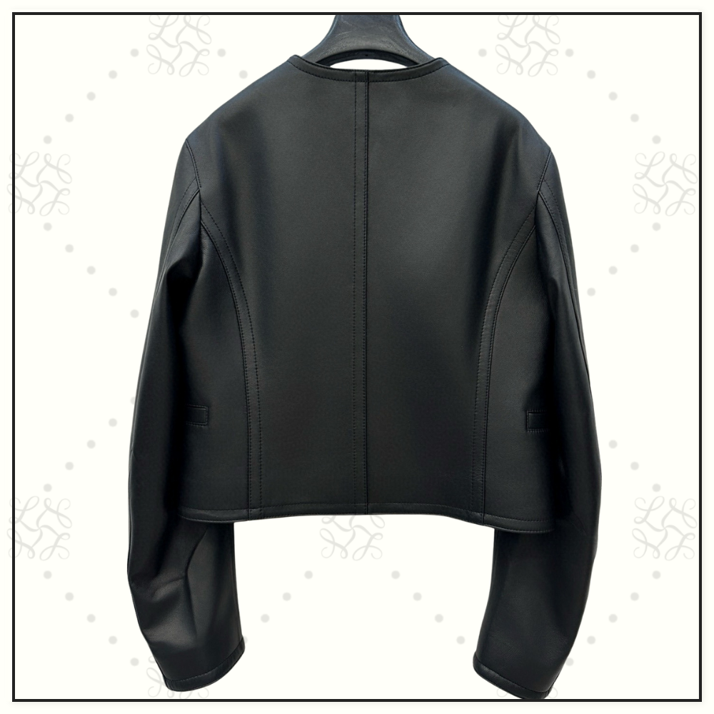 COLLARLESS LAMBSKIN JACKET