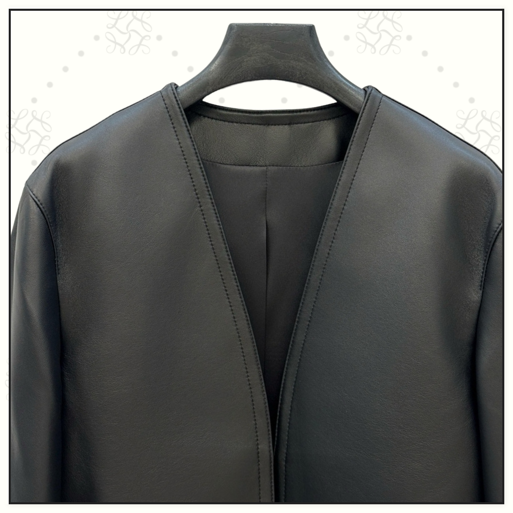 COLLARLESS LAMBSKIN JACKET