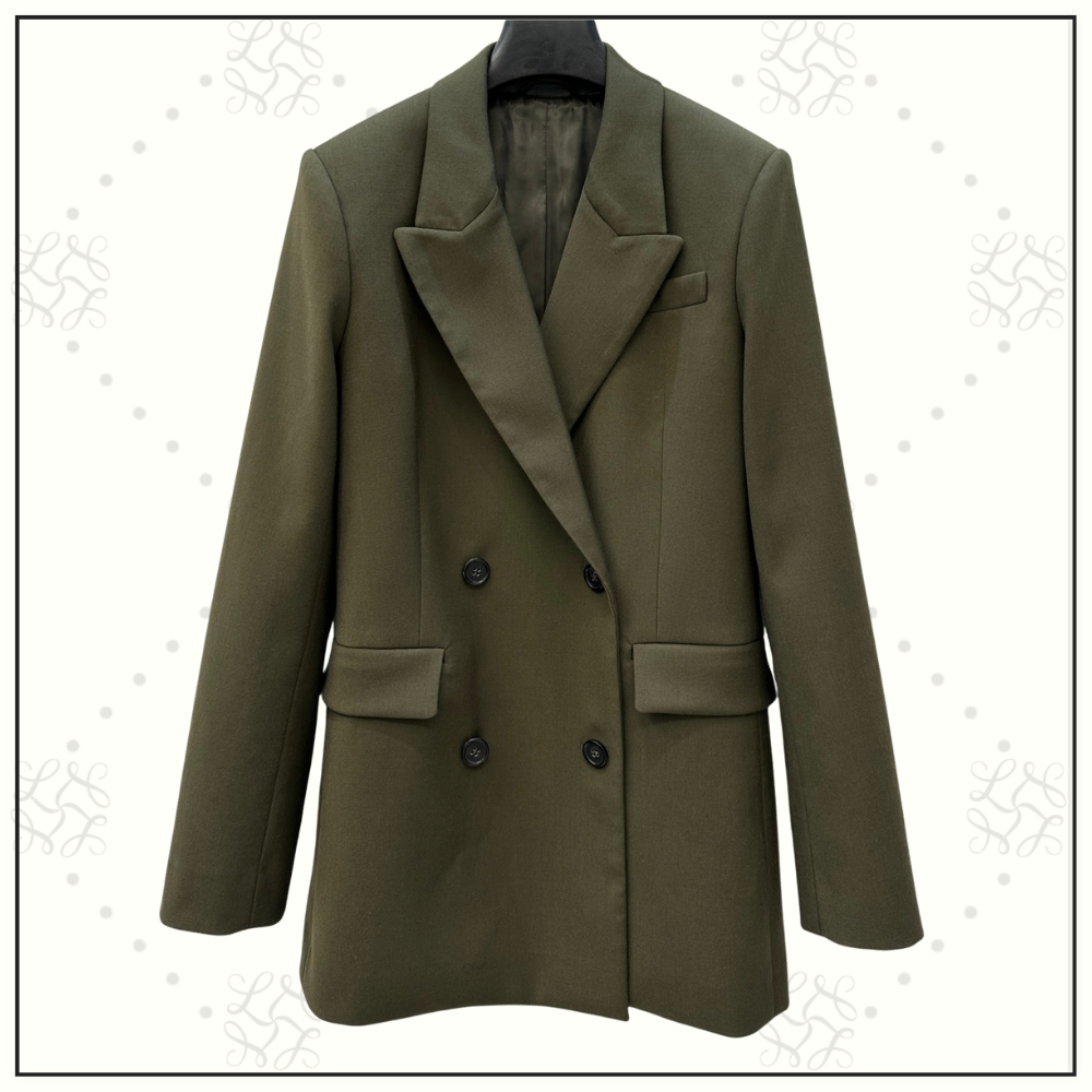 DOUBLE BREASTED COTTON BLAZER & ROUND PANTS