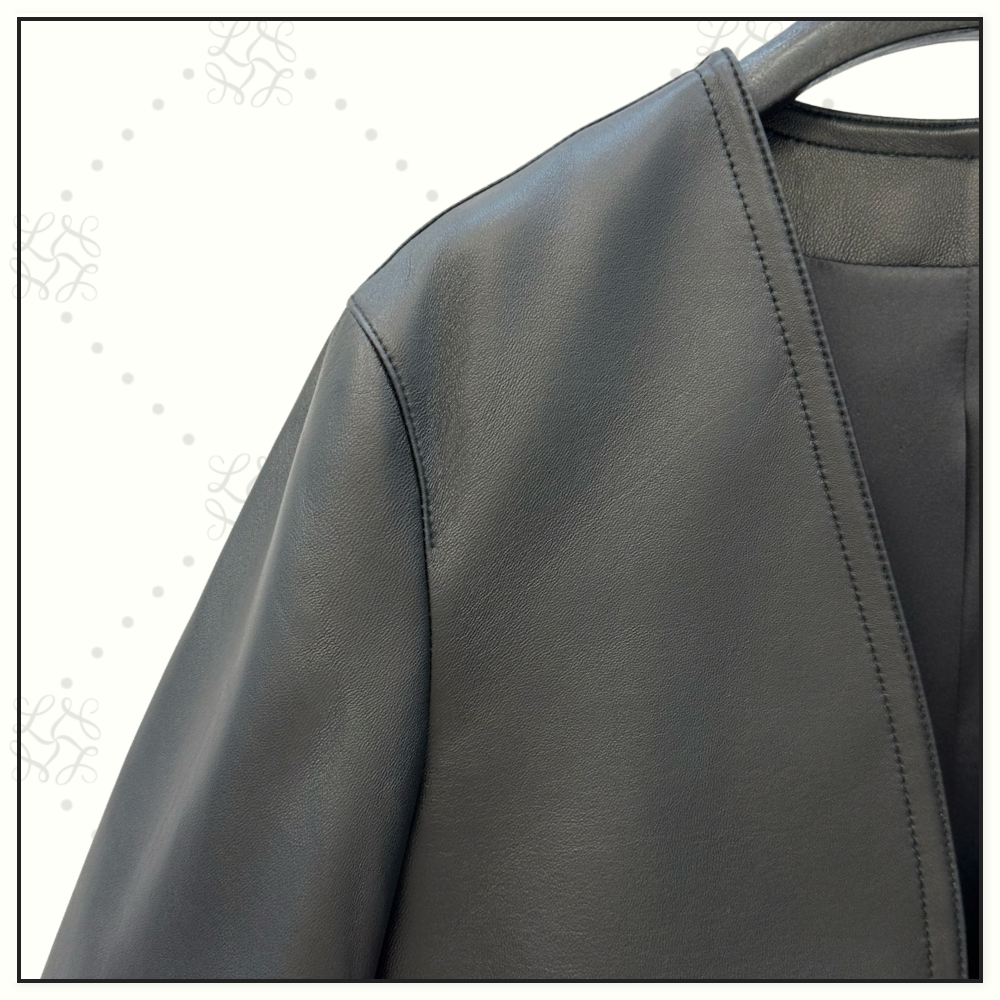 COLLARLESS LAMBSKIN JACKET