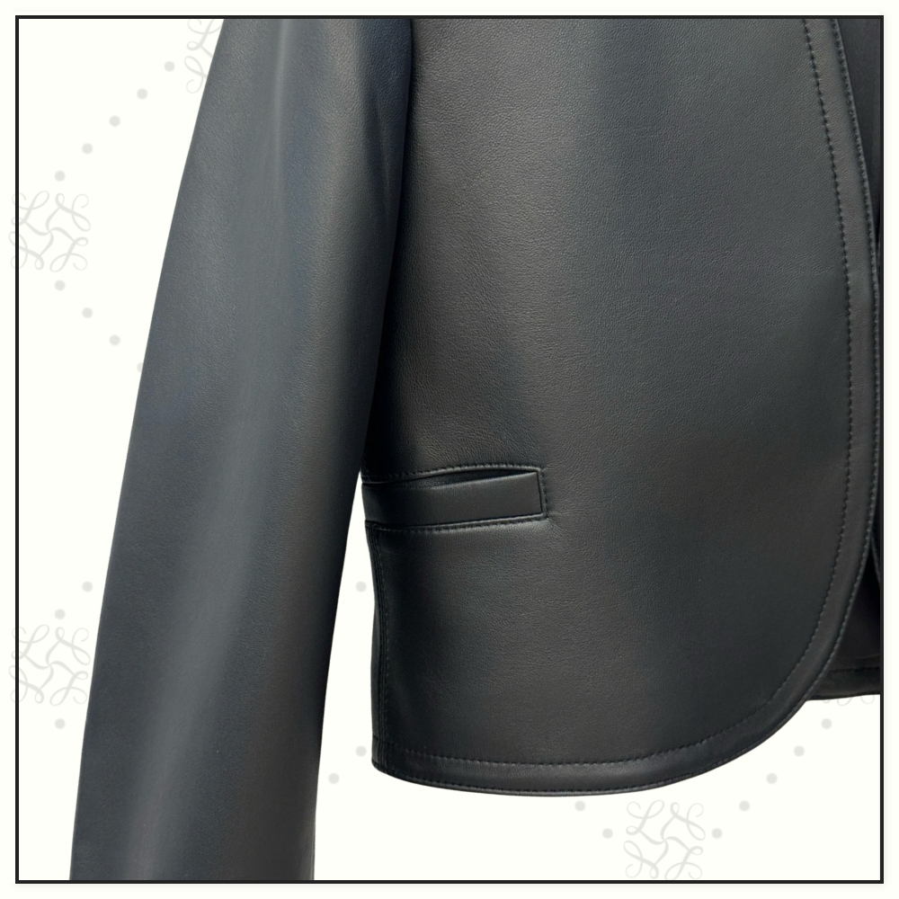 COLLARLESS LAMBSKIN JACKET