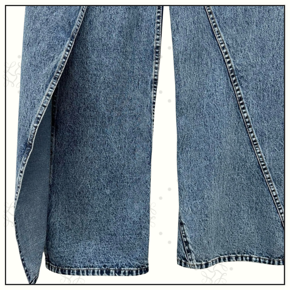ASYMMETRIC WIDE LEG JEANS