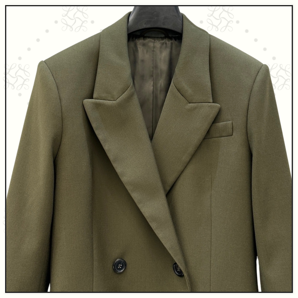 DOUBLE BREASTED COTTON BLAZER & ROUND PANTS