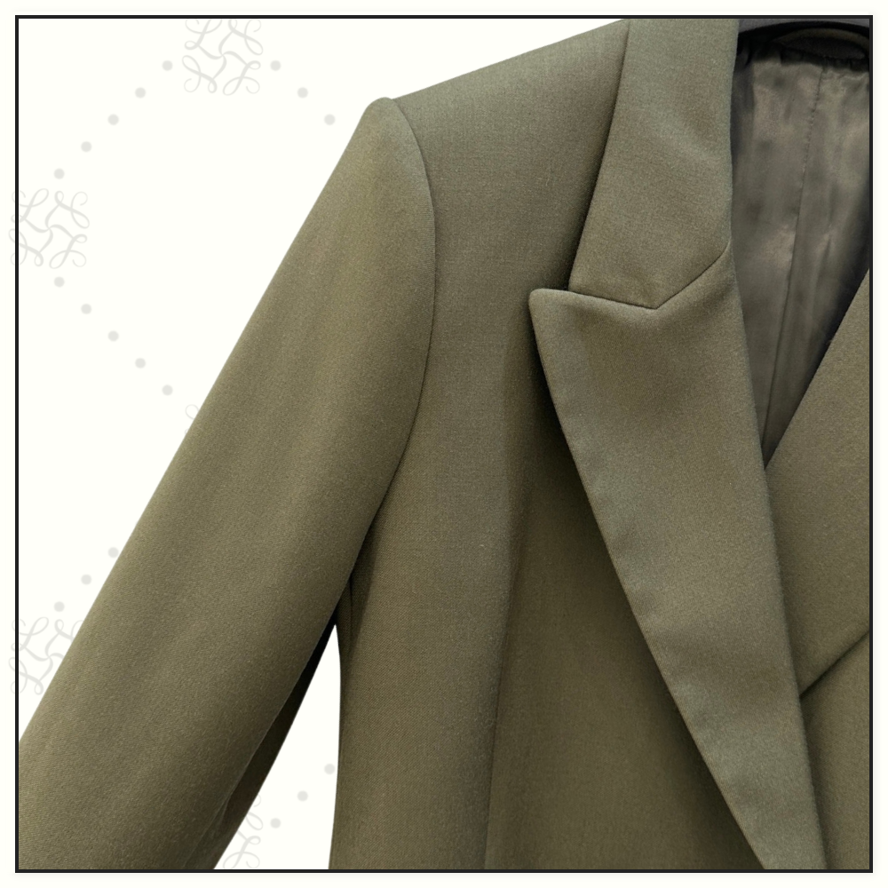 DOUBLE BREASTED COTTON BLAZER & ROUND PANTS