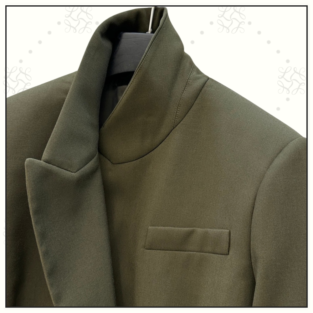 DOUBLE BREASTED COTTON BLAZER & ROUND PANTS