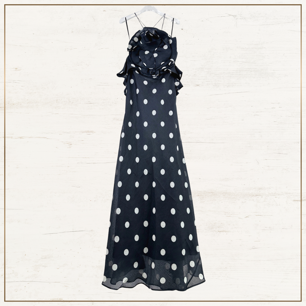 CRUSH RUFFLED POLKA DOTS MAXI DRESS
