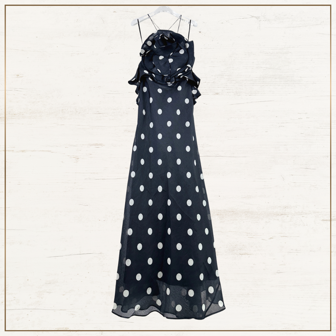 CRUSH RUFFLED POLKA DOTS MAXI DRESS