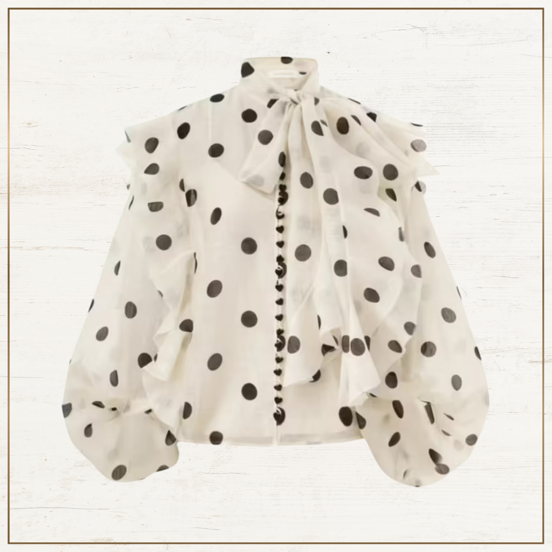 CRUSH RUFFLED POLKA DOTS BLOUSE & SKIRT