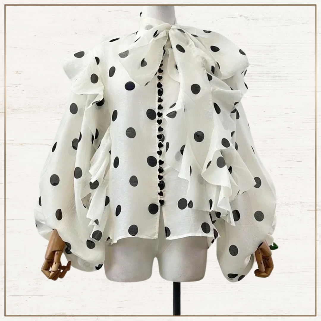 CRUSH RUFFLED POLKA DOTS BLOUSE & SKIRT
