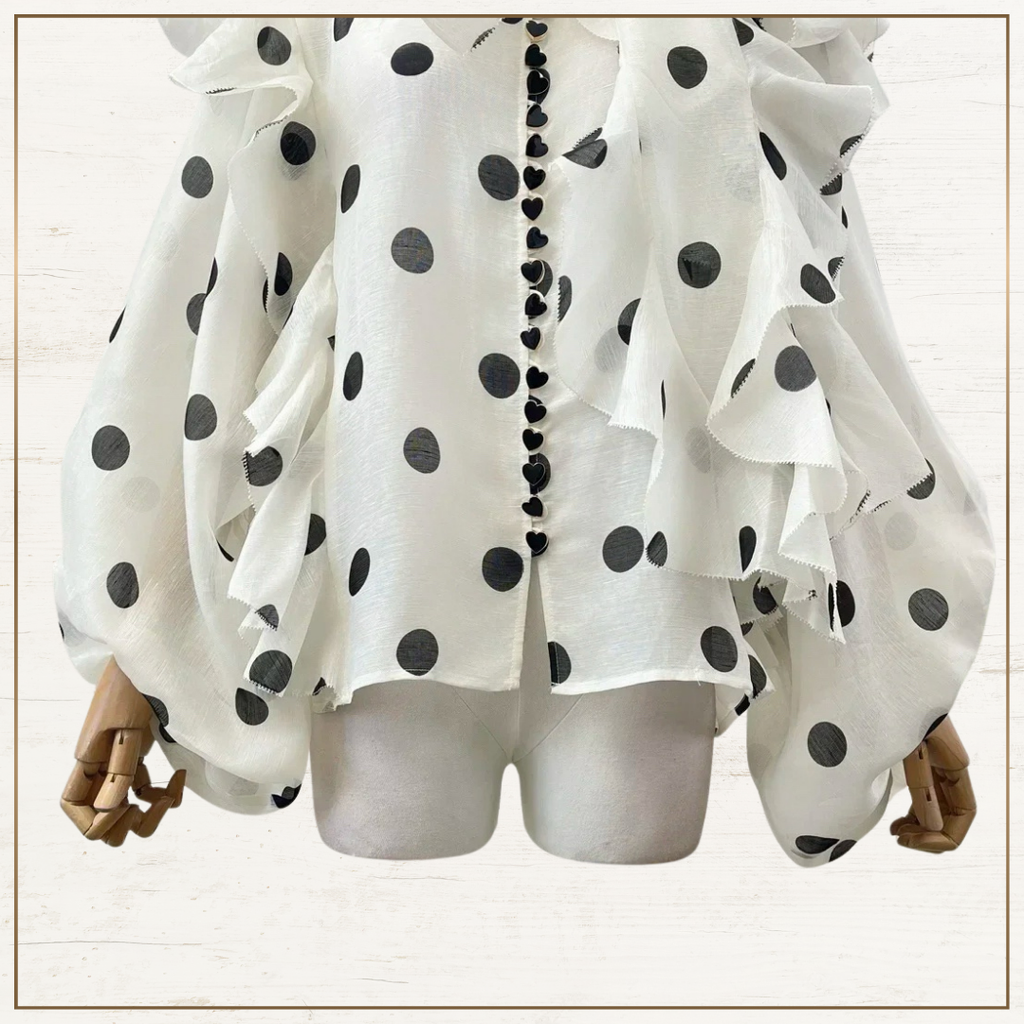CRUSH RUFFLED POLKA DOTS BLOUSE & SKIRT