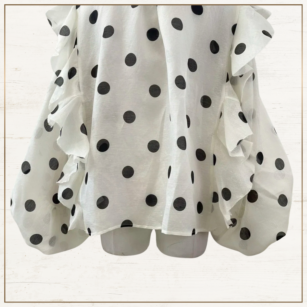 CRUSH RUFFLED POLKA DOTS BLOUSE & SKIRT