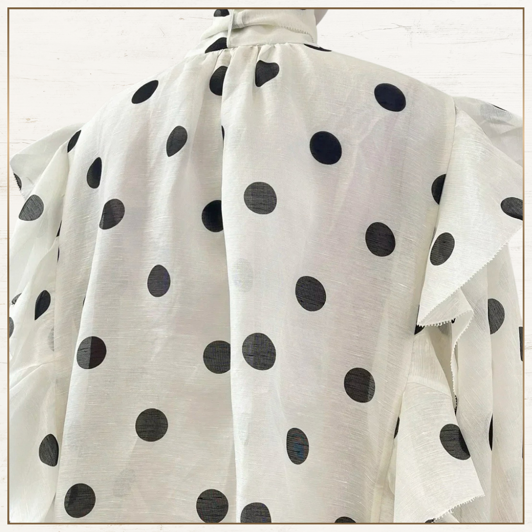 CRUSH RUFFLED POLKA DOTS BLOUSE & SKIRT