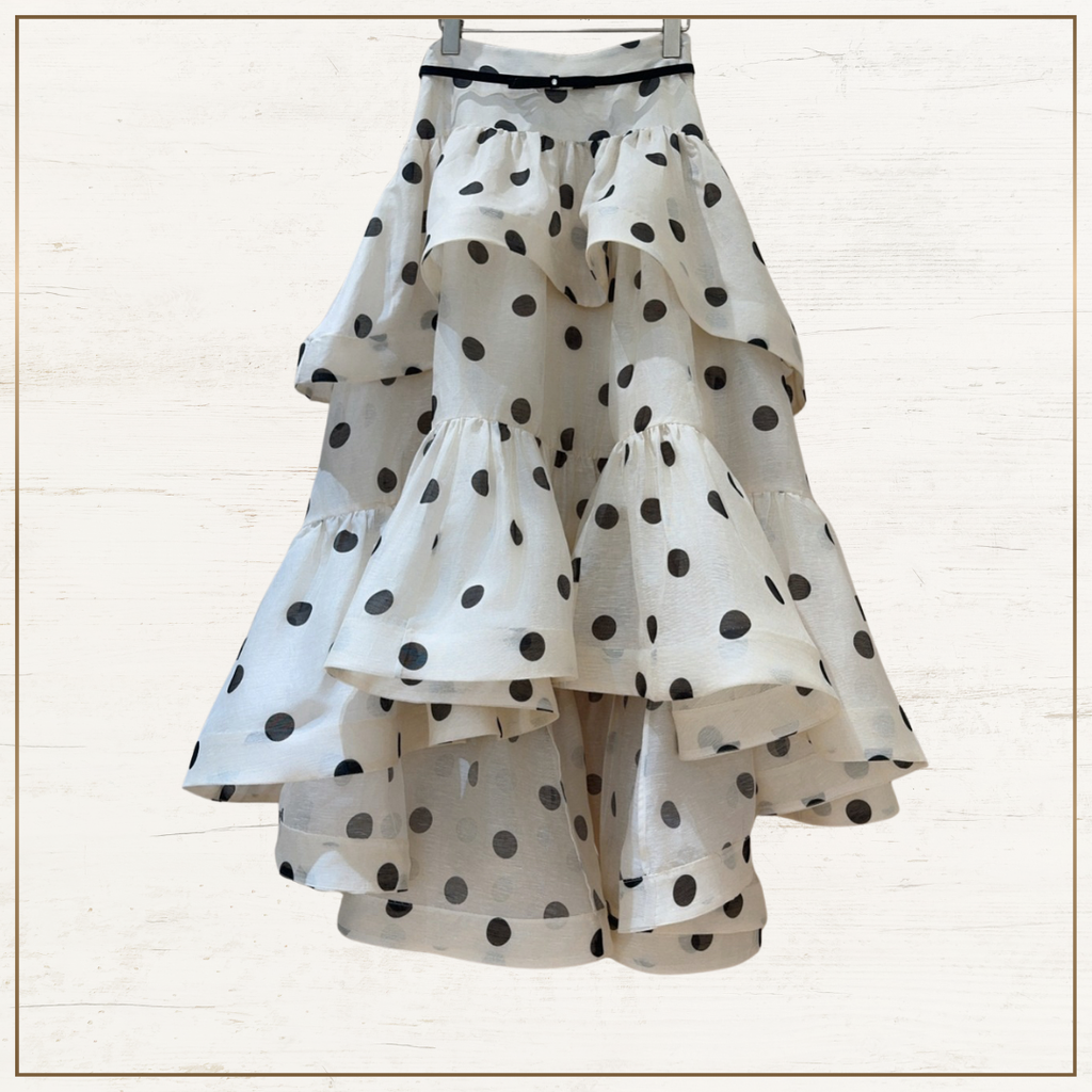 CRUSH RUFFLED POLKA DOTS BLOUSE & SKIRT