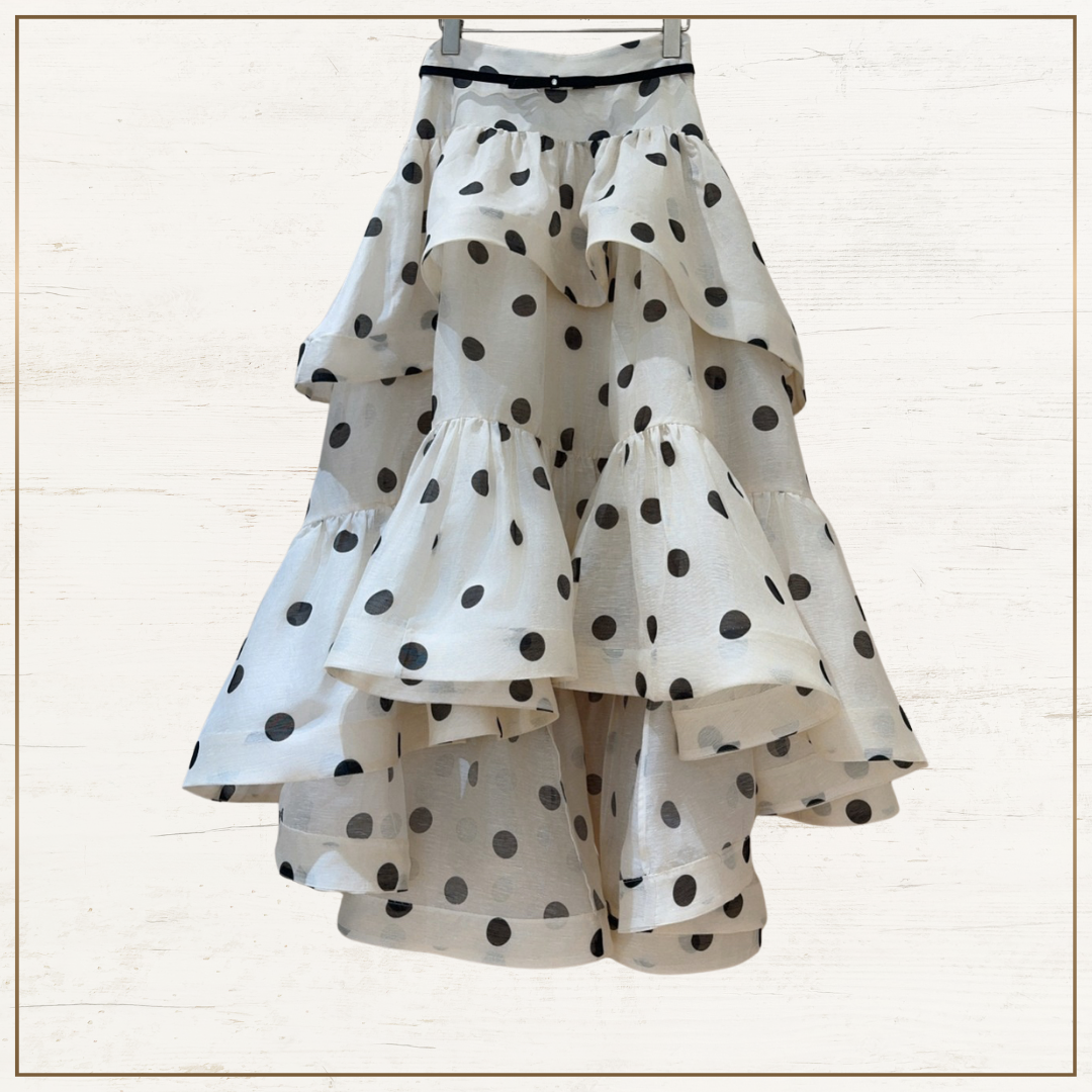 CRUSH RUFFLED POLKA DOTS BLOUSE & SKIRT
