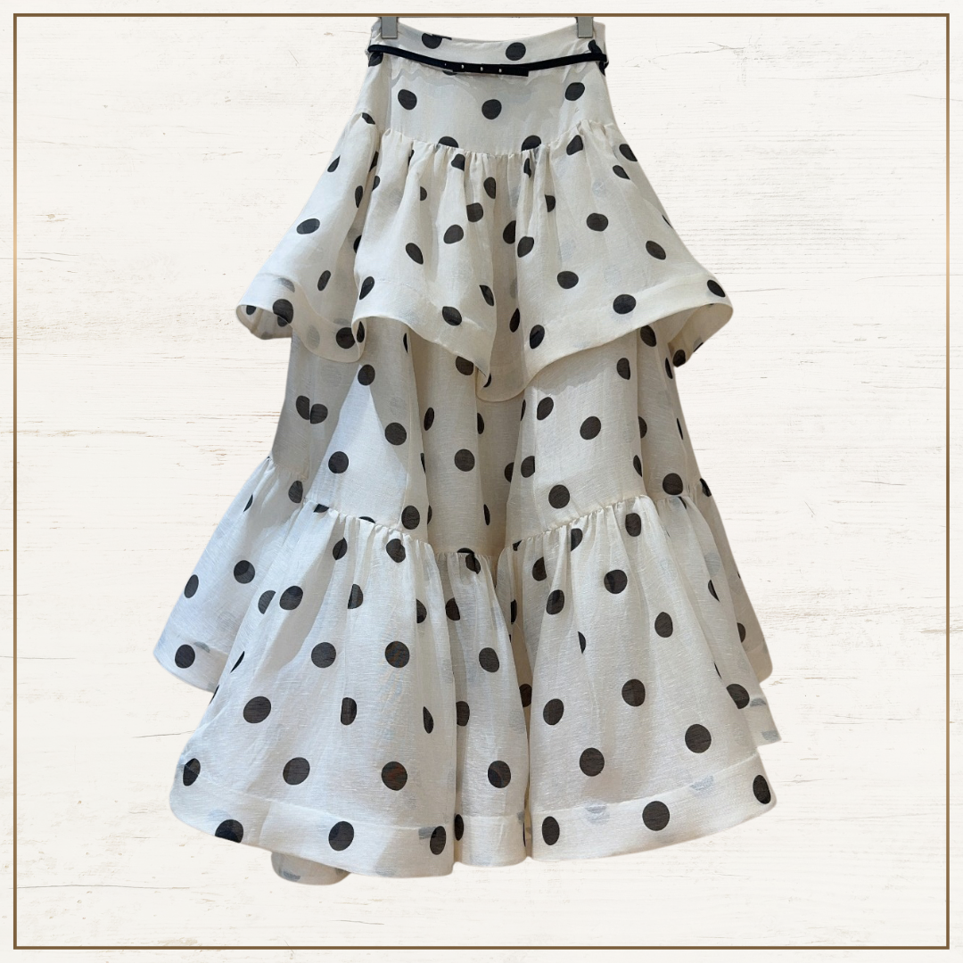 CRUSH RUFFLED POLKA DOTS BLOUSE & SKIRT