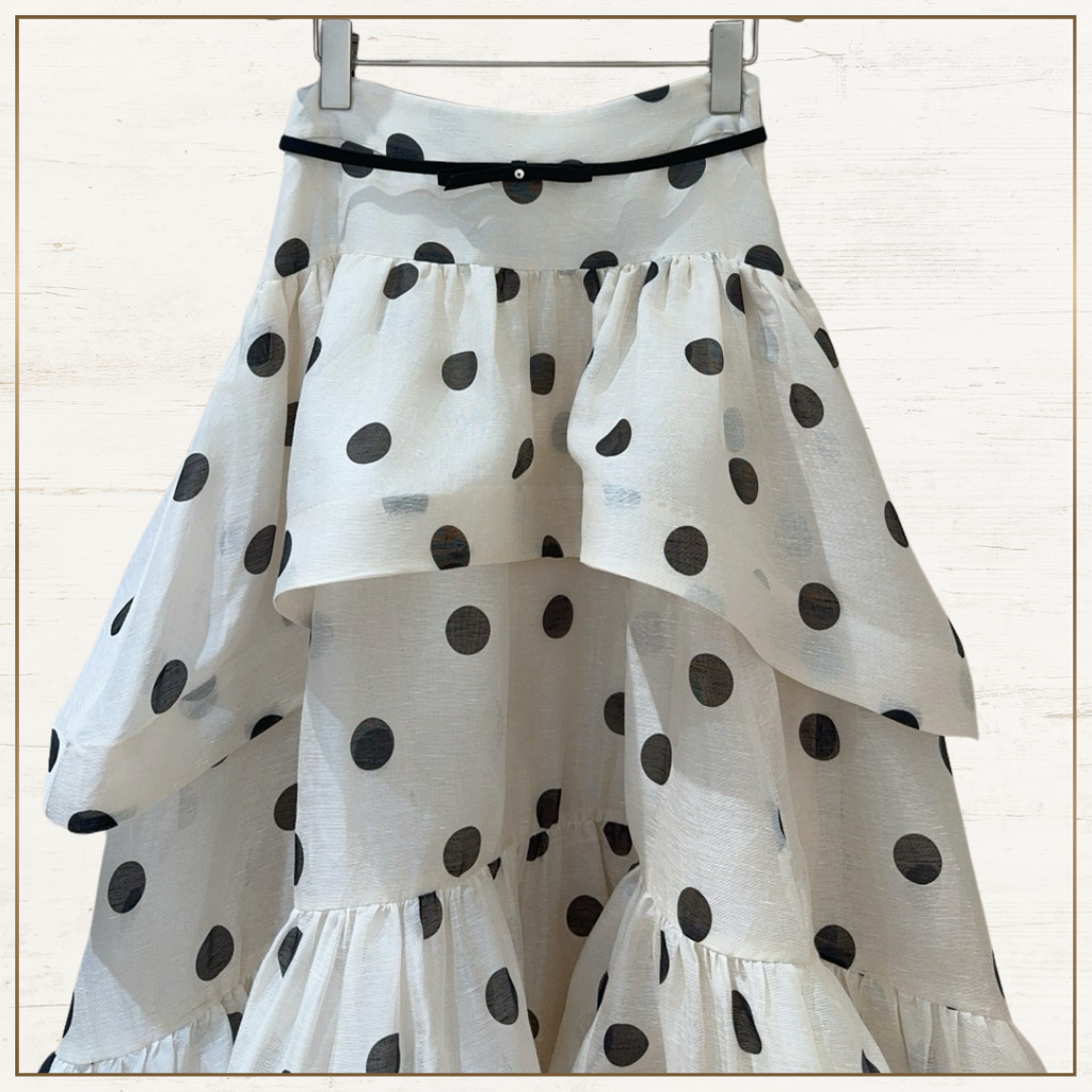 CRUSH RUFFLED POLKA DOTS BLOUSE & SKIRT