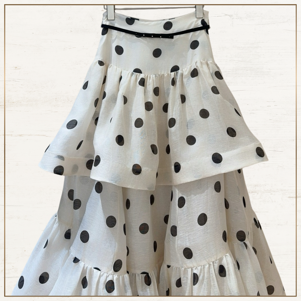CRUSH RUFFLED POLKA DOTS BLOUSE & SKIRT