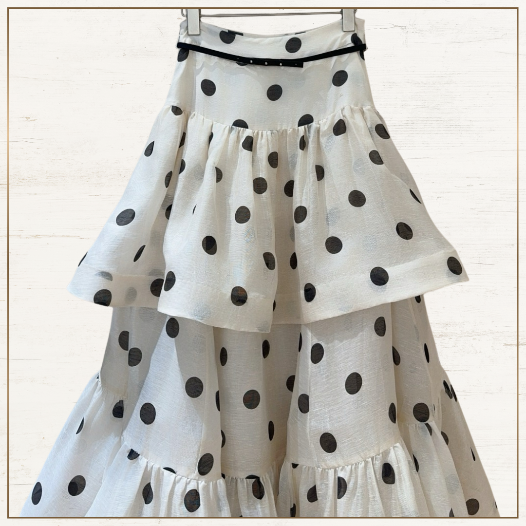 CRUSH RUFFLED POLKA DOTS BLOUSE & SKIRT