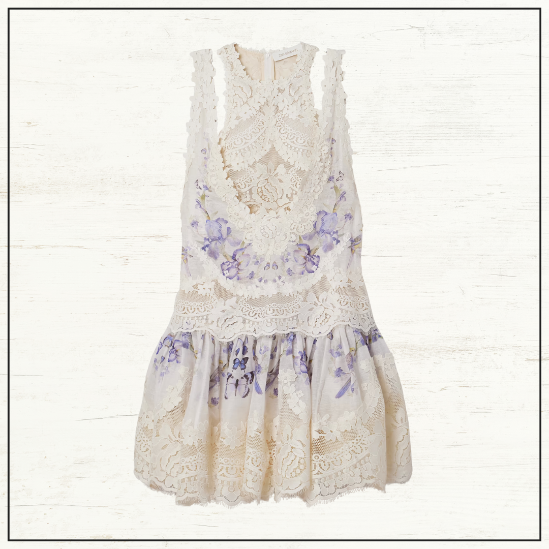 NATURA LACE TRIM MINI DRESS