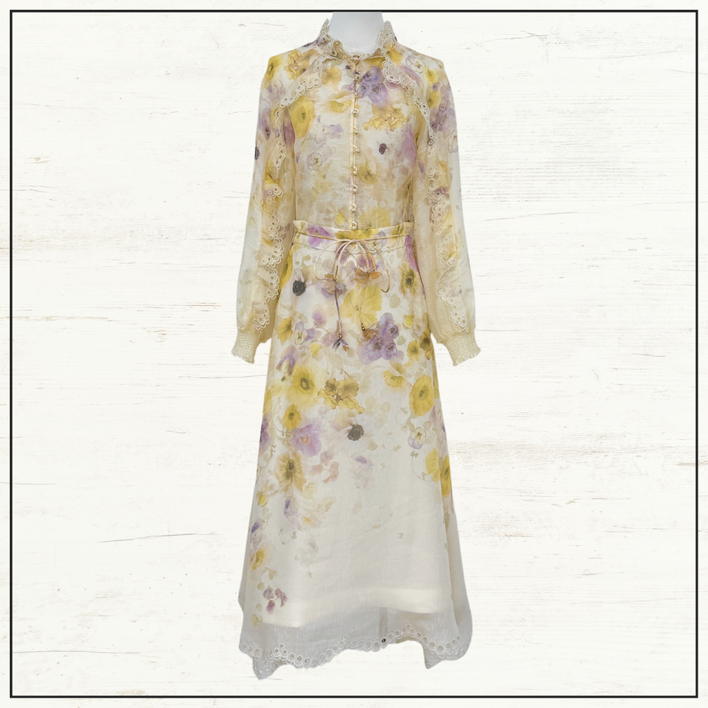 MEMENTO EMBROIDERED BLOUSE & SKIRT