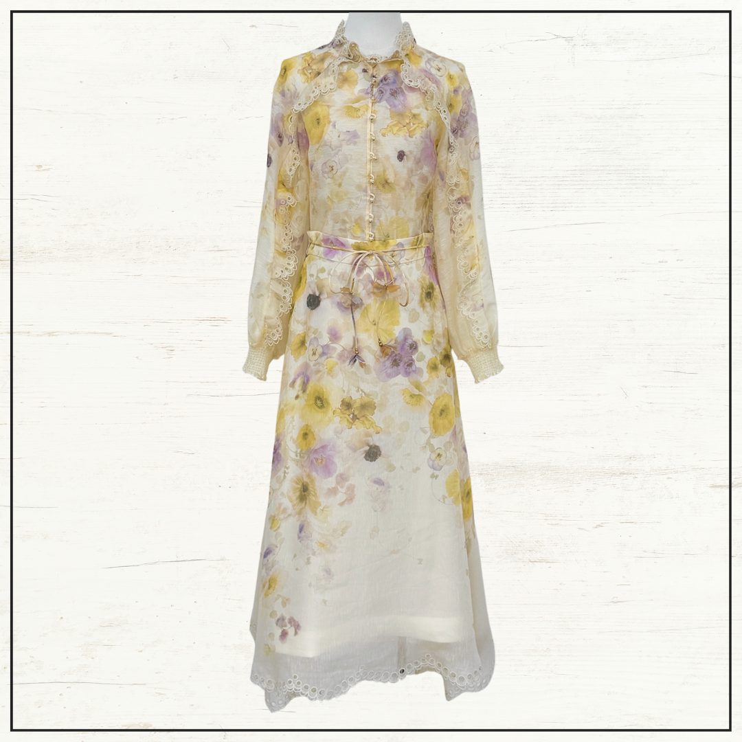 MEMENTO EMBROIDERED BLOUSE & SKIRT