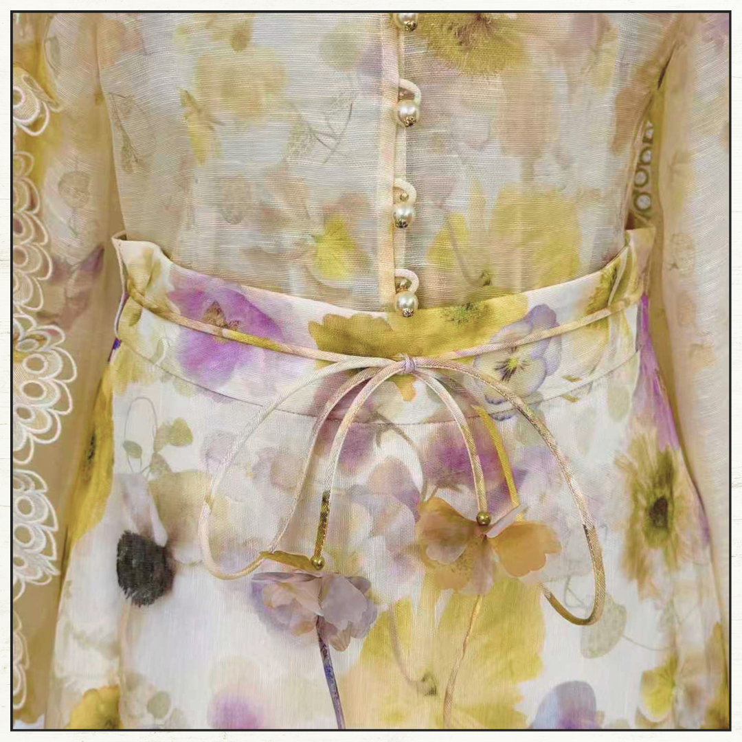 MEMENTO EMBROIDERED BLOUSE & SKIRT