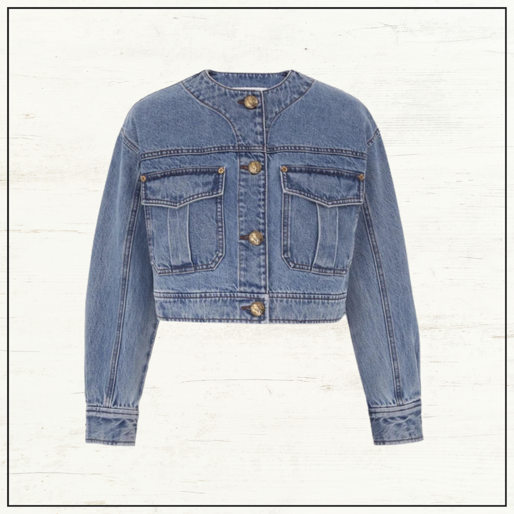 DENIM CROPPED JACKET & PENCIL MIDI SKIRT