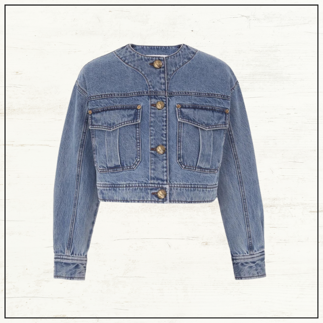 DENIM CROPPED JACKET & PENCIL MIDI SKIRT