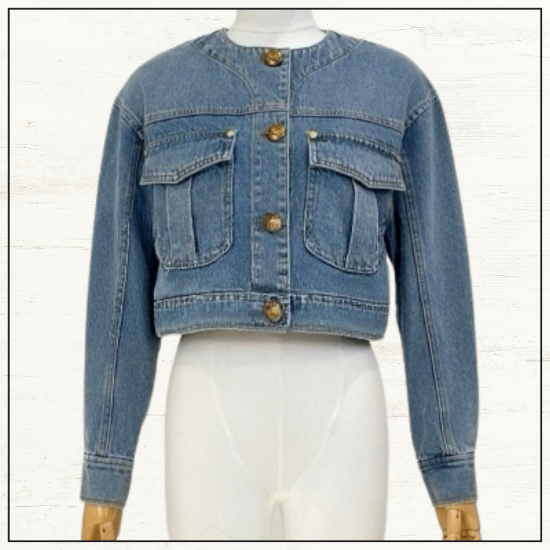 DENIM CROPPED JACKET & PENCIL MIDI SKIRT