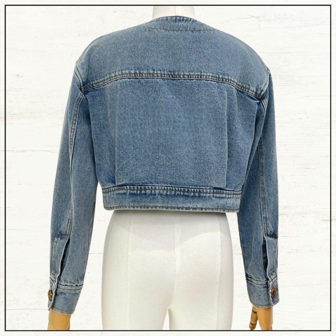 DENIM CROPPED JACKET & PENCIL MIDI SKIRT