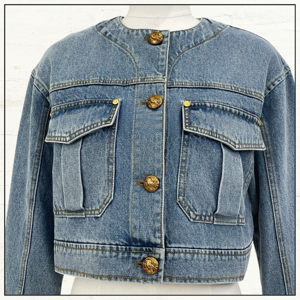 DENIM CROPPED JACKET & PENCIL MIDI SKIRT
