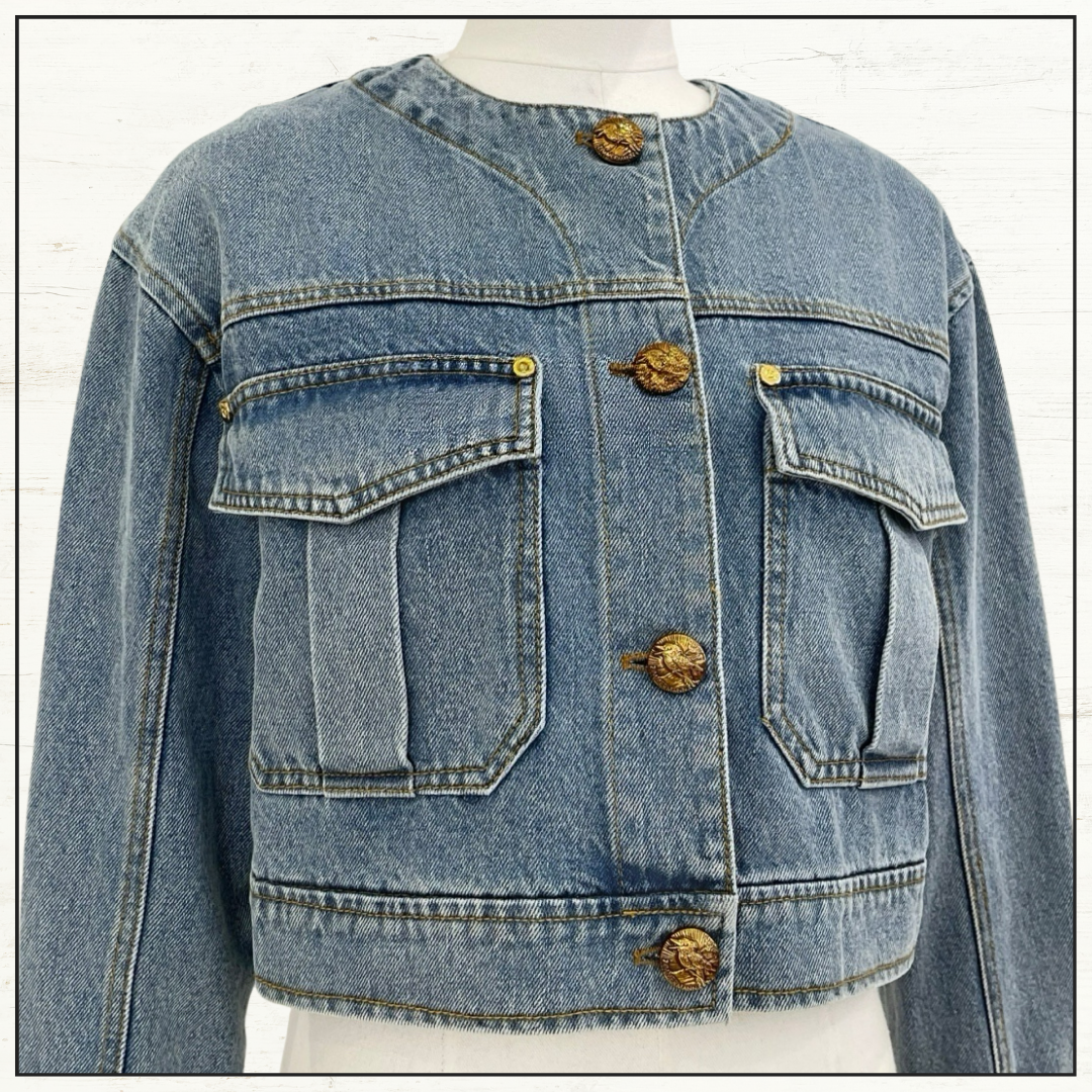 DENIM CROPPED JACKET & PENCIL MIDI SKIRT