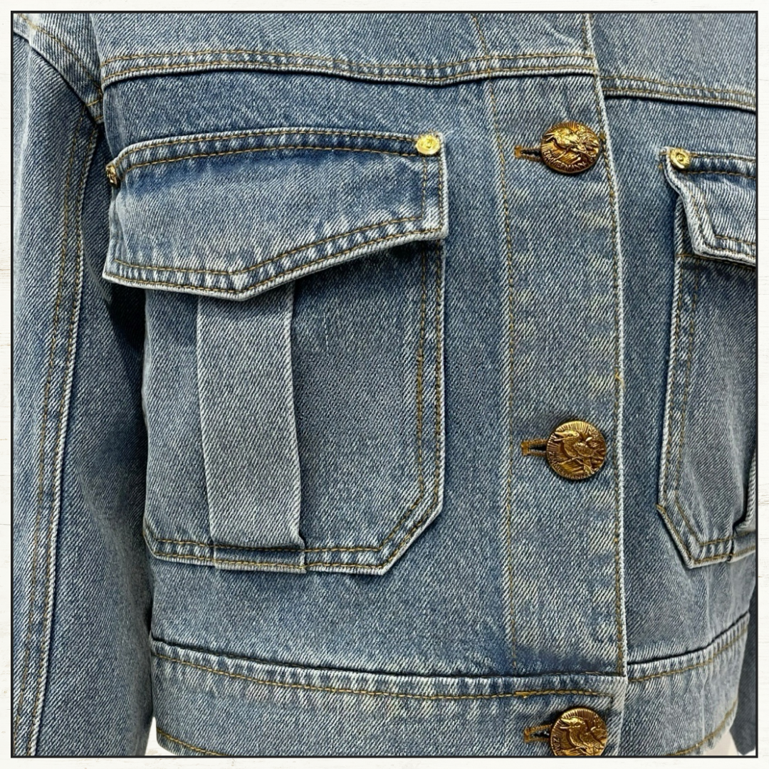 DENIM CROPPED JACKET & PENCIL MIDI SKIRT