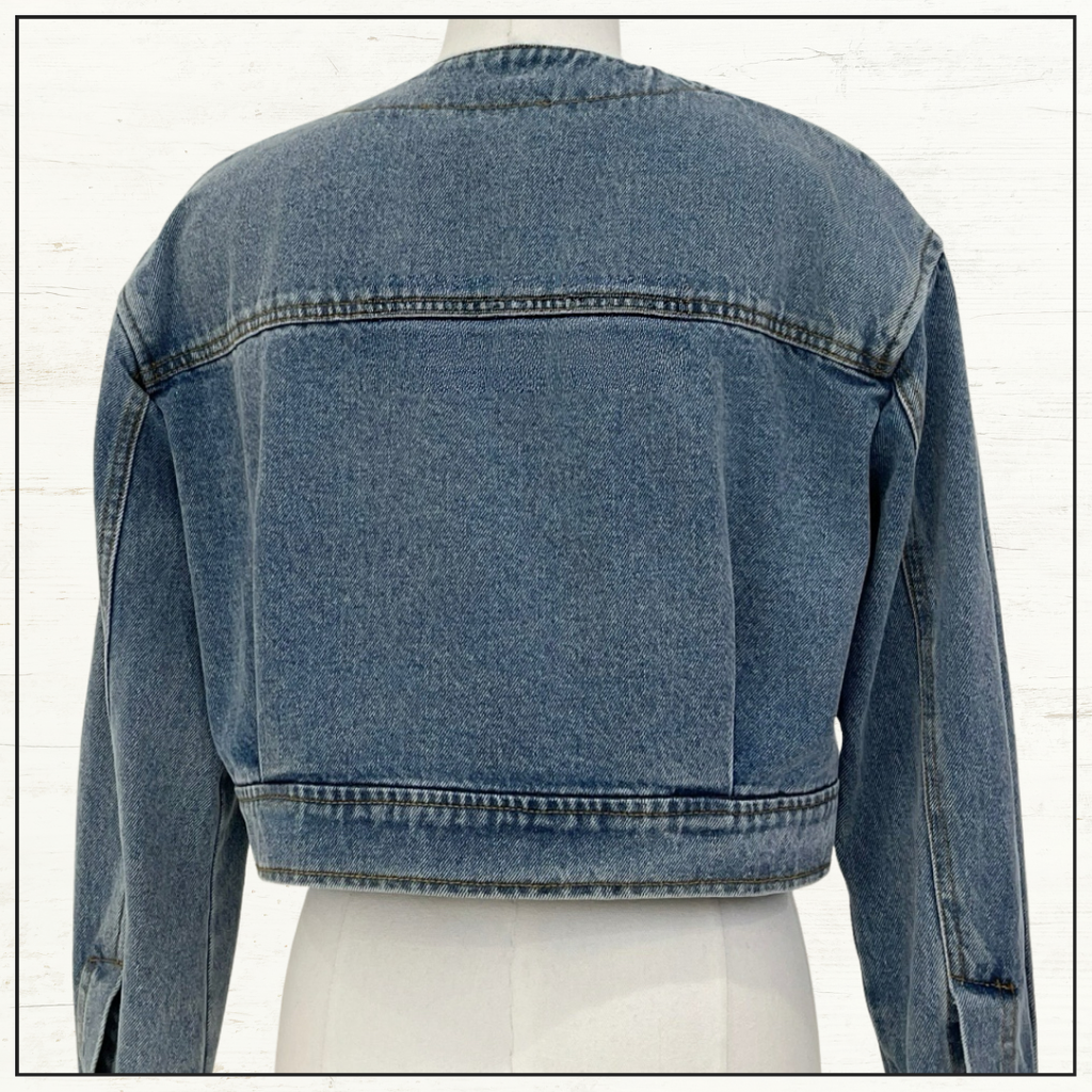 DENIM CROPPED JACKET & PENCIL MIDI SKIRT
