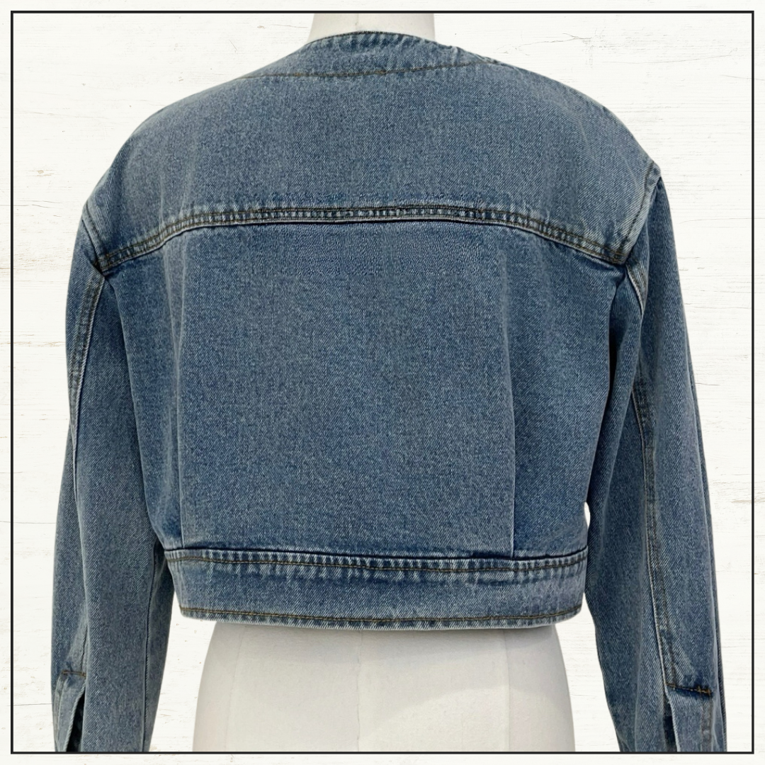 DENIM CROPPED JACKET & PENCIL MIDI SKIRT
