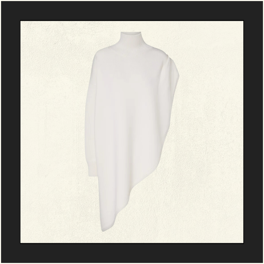 ASYMMETRIC CAPE WOOL SWEATER