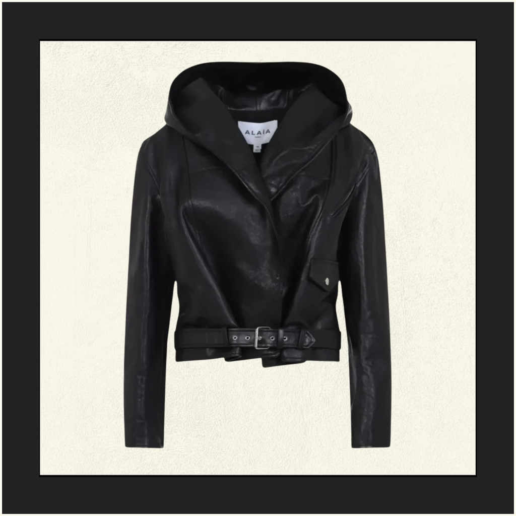LEATHER HOODED BIKER JACKET
