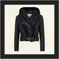 LEATHER HOODED BIKER JACKET